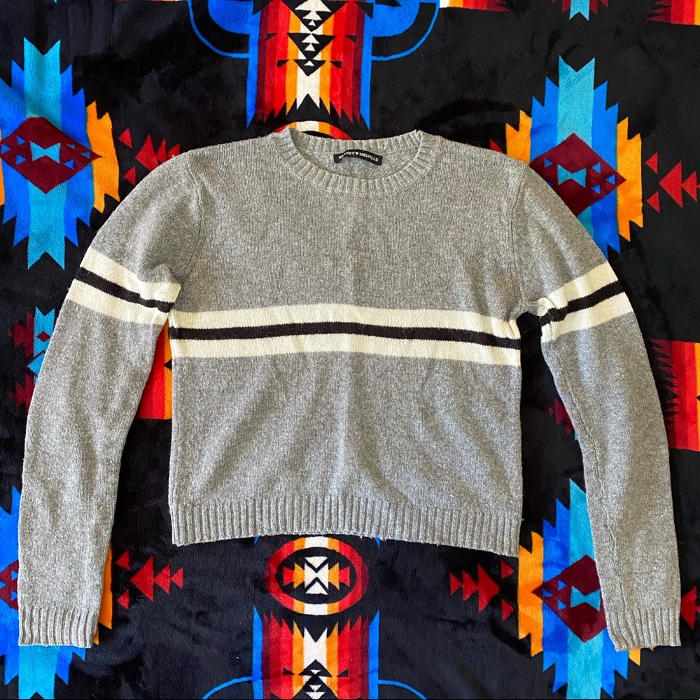 Brandy Melville Gray One Stripe Huntington Sweater